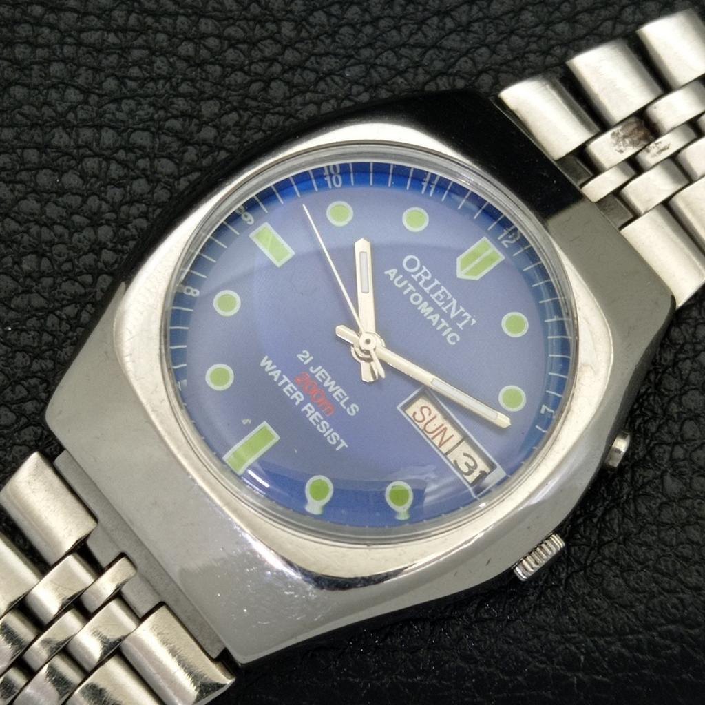 GENUINE 46941 VINTAGE ORIENT AUTOMATIC JAPAN MENS BLUE DIAL WATCH A701852-5 R207-a701852