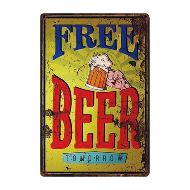 [ WellCraft ] Free Beer Tomorrow Ice Cold Beer Served Here Metal Sign Posters Art Vintage Mural Painting Custom Decor WW4