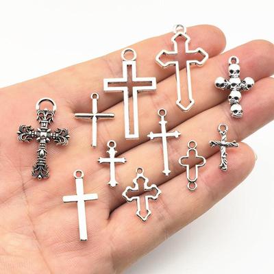 Retro Zinc Alloy Cross Pendant for DIY Jewelry