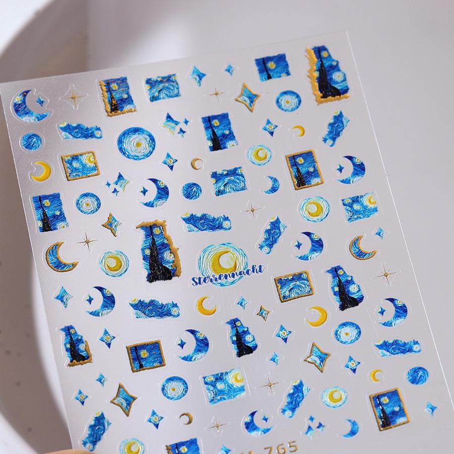 

Ferrite Rose Gold Embossed Adhesive Nail Stickers: Thin & Transparent Good Night Baby Art - Series M-765