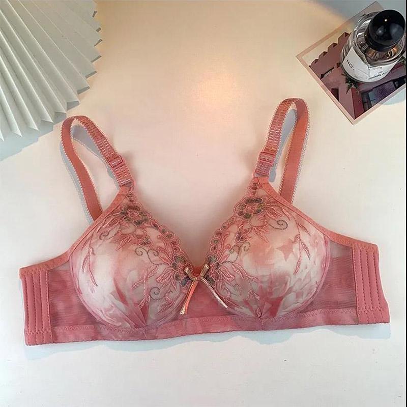 

Сексуальное и удобное женское нижнее белье с регулировкой груди без стального кольца и вышивкой, бюстгальтер 34/75A