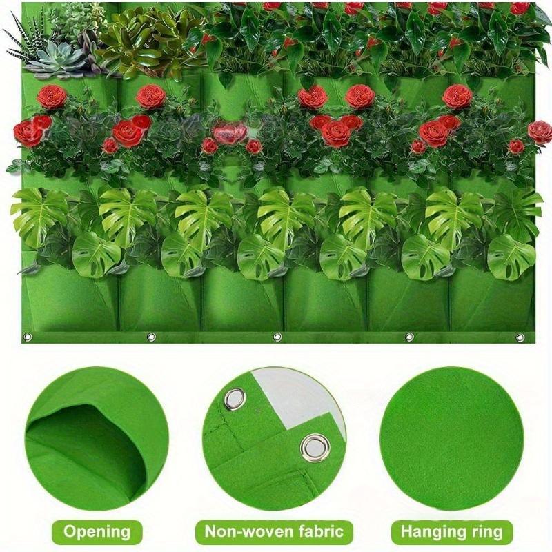 Wall Mounted Felt Planting Bag,2 Pockets/9 Pockets/18 Pockets, 1mm Thick - Indoor&Outdoor Use Easy Installation&Balcony Planting