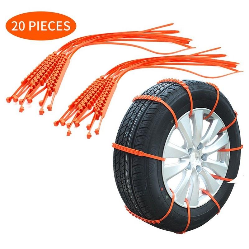 20pcs Car Tire Anti-skid Strap 10*910mm Vehicle Tyre Non-slip Zip Grip Strip Adding Tire Traction for SUV Van Truck Snow Ice Mud