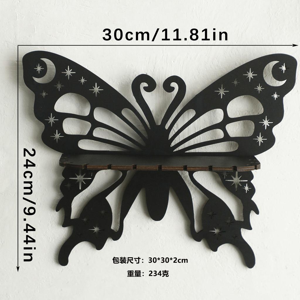 Wooden Craft Butterfly Hollow Crystal Storage Shelf Simple Home Wall Ornament Decoration