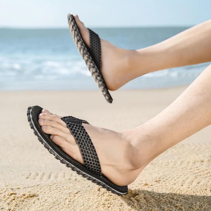 Fashion Outdoor Shoes Slippers for Men Flip Flops Eva Rubber Flat Shiatsu Sandals Man Elegant Designer Luxury Original Low Price Adult