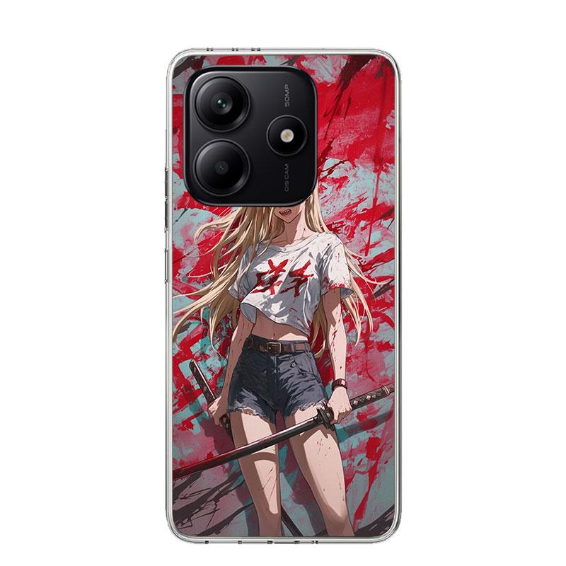 C-Chainsaw Mans Power Phone Case For Xiaomi Redmi Note 15 14 13 12S 12 Pro Plus 11S 11E 11 11T 10S 10 Art Soft Pattern Cover Red