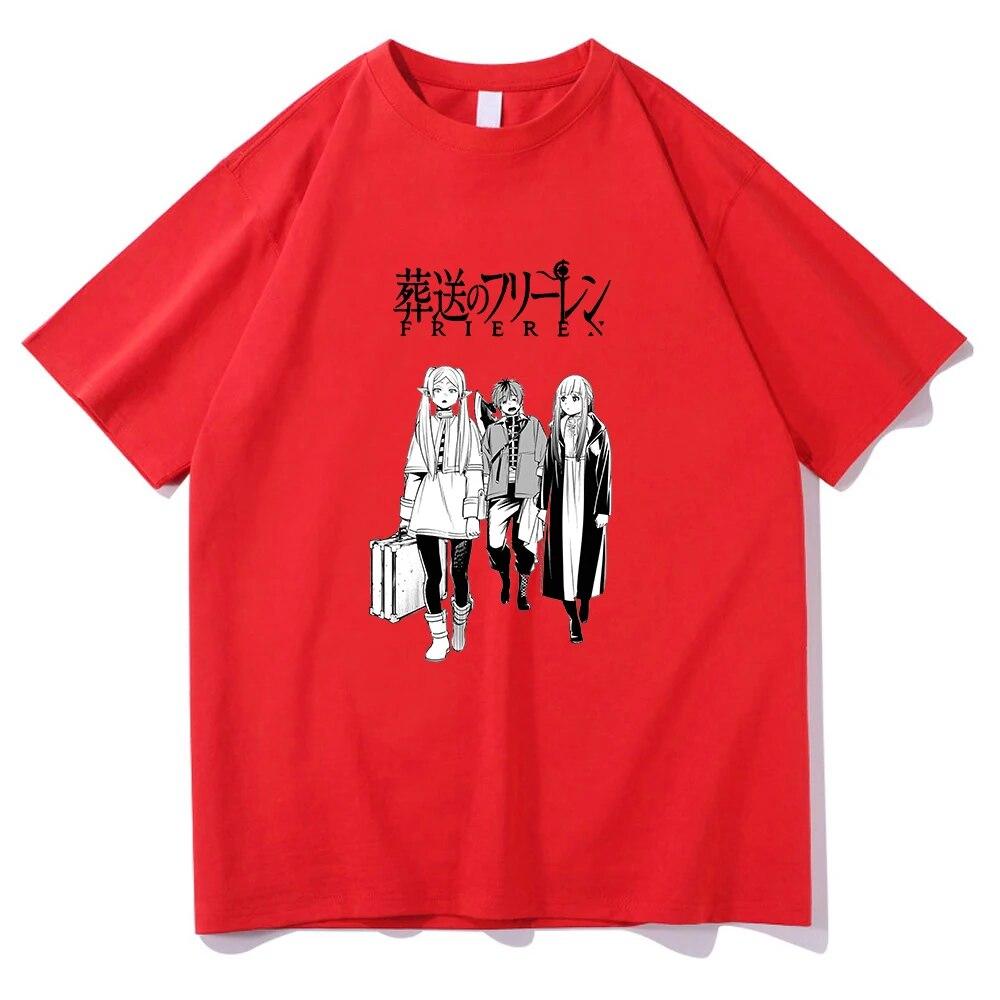 Elbenwald Maglietta Frieren - T-Shirt Unisex In Cotone Nero Con Stampa Frontale Del Personaggio Dell'Anime