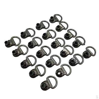 20 buc cârlige pentru dantelă pentru încălțăminte cu nituri pentru încălțăminte de tabără/piele, negru, 9x14mm