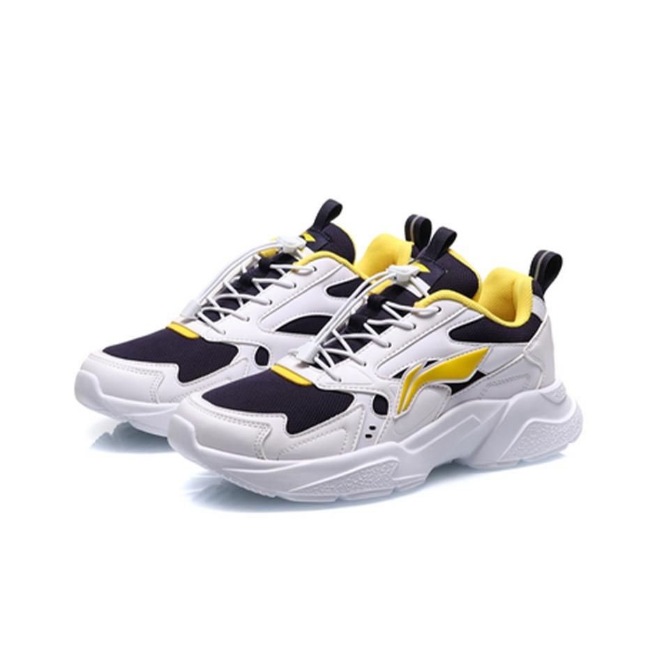 Li Ning Comfortable Wear Resistant Breathable Low Top Running Shoes Kids Sneakers White Yellow Black YKFQ096-1