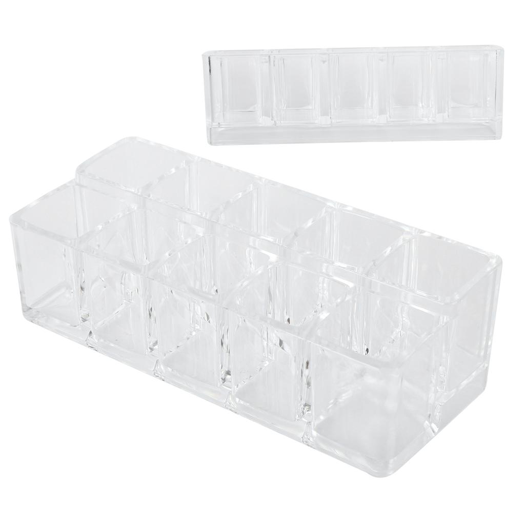 10 Grid Transparent Lipstick Holder Organizer Acrylic Cosmetics Display Rack Stand