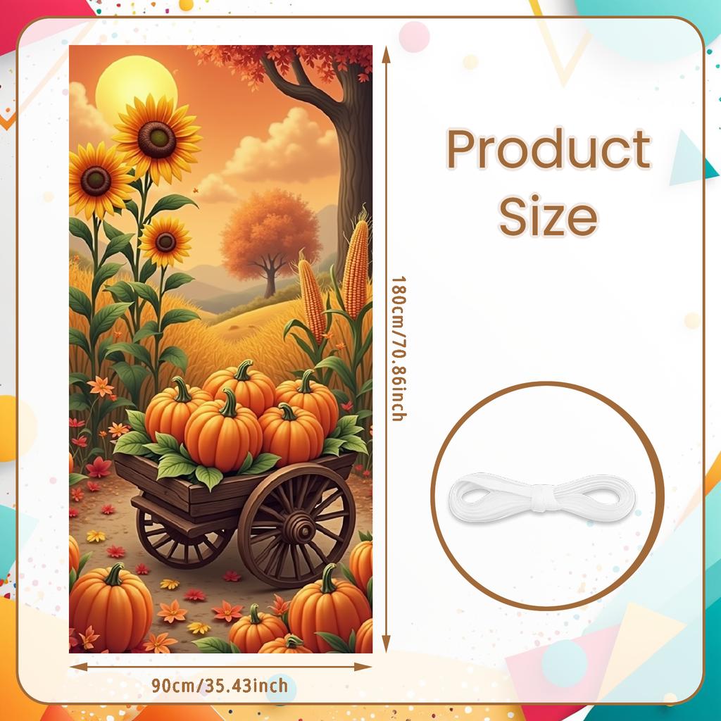 Outdoor Decor Pumpkin Cart Seasonal Banner Sunflower Decor Wooden Cart Pumpkin Design For Halloween Party Seasonal Decor