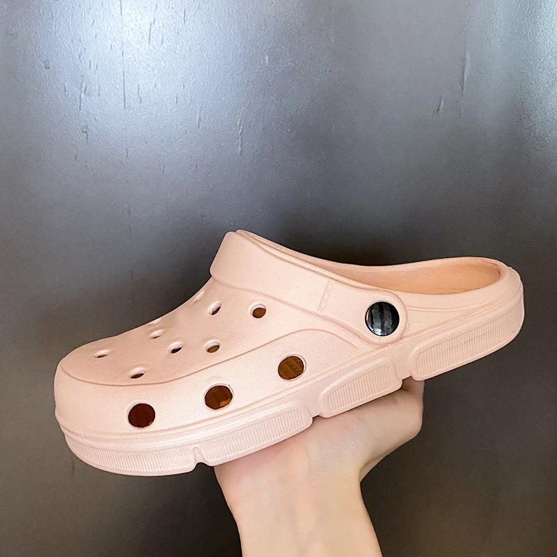 New fashionable and cute platform slippers women's summer couple non-slip beach outer hole shoes