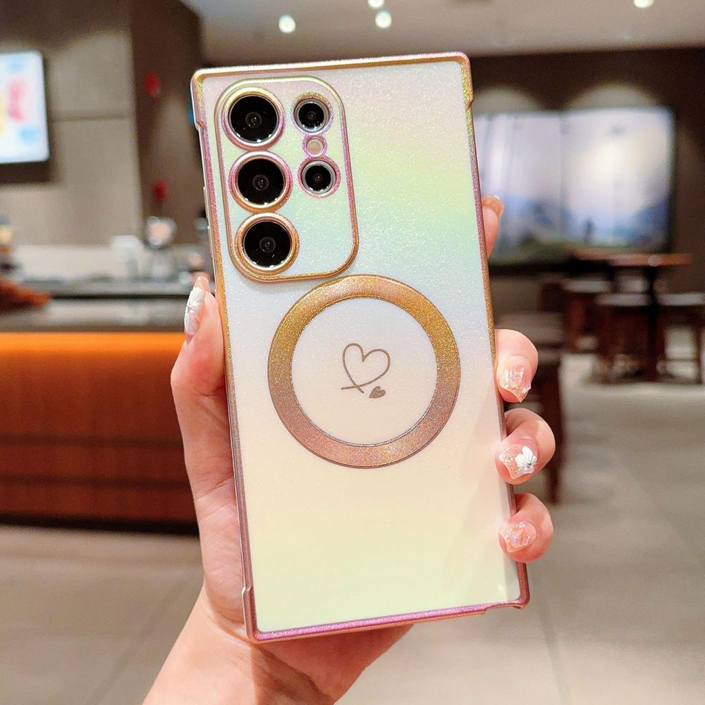 Samsung S25edge Silk Colorful Mobile Phone Case Magnetically Absorbed S24Ultra Side Electroplated Love Shell