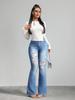 Women's High-Waisted Ripped Micro-Flare Jeans