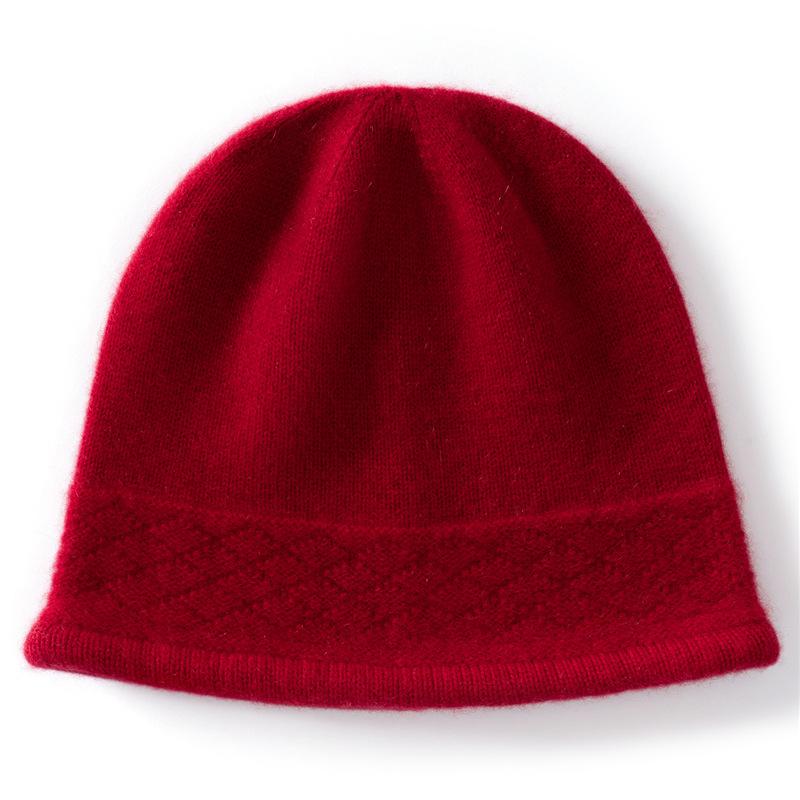 % Pure Cashmere Knitted Hat Versatile Cold-proof Autumn and Winter Hat Wool Hat Pullover Knitted Hat