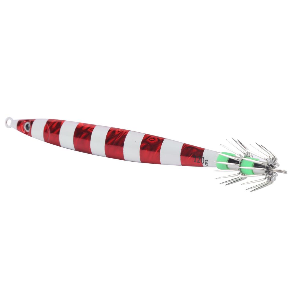 Artificial Baits Fishing Metal Lure Luminous Squid Jigs Lifelike Swimbait with HookRed