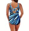 Large size one-piece swimsuit rainbow stripe positioning printed bikini fat woman swimsuit style
