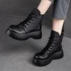 Thick Sole Plush Women's Short Boots With Genuine Leather Retro Side Zipper Versatile Women's Shoes