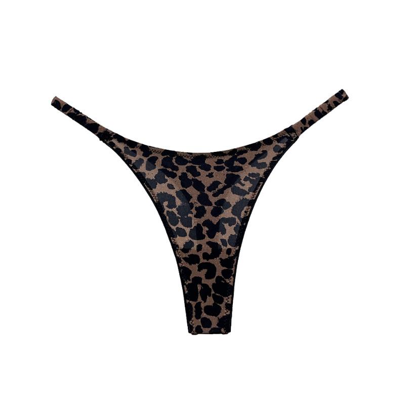 

Женское весенне-летнее сексуальное плиссированное нижнее белье из ледяного шелка с высоким разрезом, стринги XL цветной печати леопарда