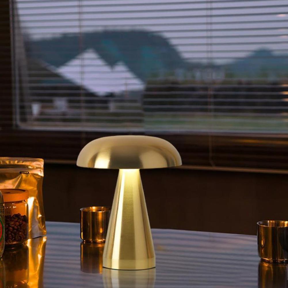 Mushroom LED Night Light Cordless Table Lamp Touch Control Dimmable Sleeping Light 3 Light Colors for Restaurant Bar Coffee Shop