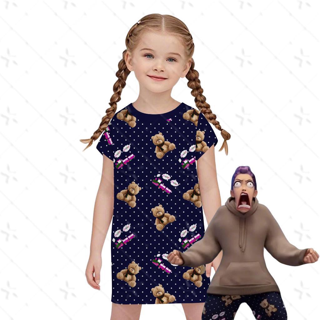 Kpop-Style Straight-Cut Nightgown for Women & Girls - Cute Summer Design With Trompe L'oeil Effect