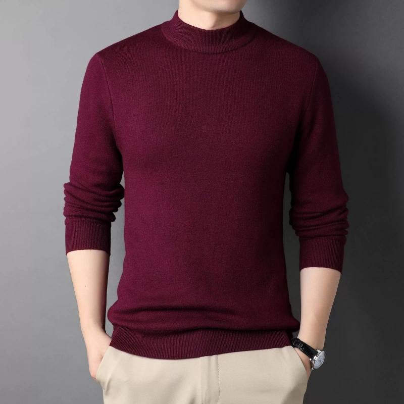 Spring and Autumn Solid Color Half-turtleneck Men's Slim-fit Sweater Men's Bottoming Sweater Men's Clothing