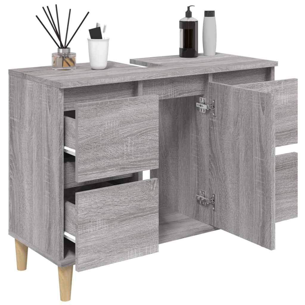 Bathroom Vanity Unit Grey Sonoma 80 X 33 X 60 Cm Particleboard