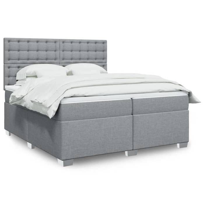 Maison Exclusive - Sommier à lattes de lit avec matelas Gris clair 200x200cm Tissu