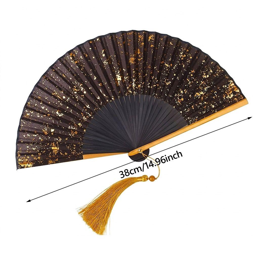 6inch Chinese Retro Fan with Tassel Hand Hold Fan Portable Folded Fan Chinese Style