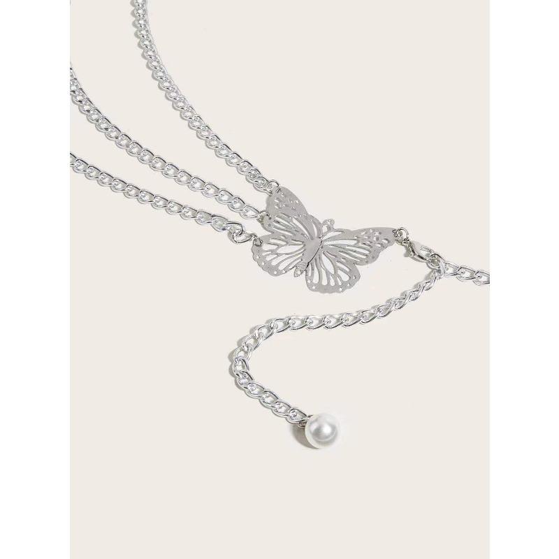 European and American Sexy and Fashionable Metal Hollow Butterfly Waist Chain for Women Fashion Alloy Flower Disk Aluminum Chain Body Chain