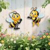 2Pcs Sun Resistant Garden Bee Hanging Plaque 2D Flat Outdoor Bee Art Hanging  Courtyard Outdoor