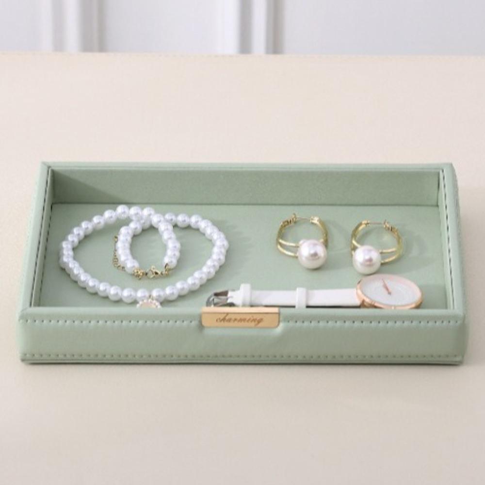 Nordic Desktop Storage Tray Leather Decorative Vanity Tray Watch Holder Perfume Tray  Bedroom