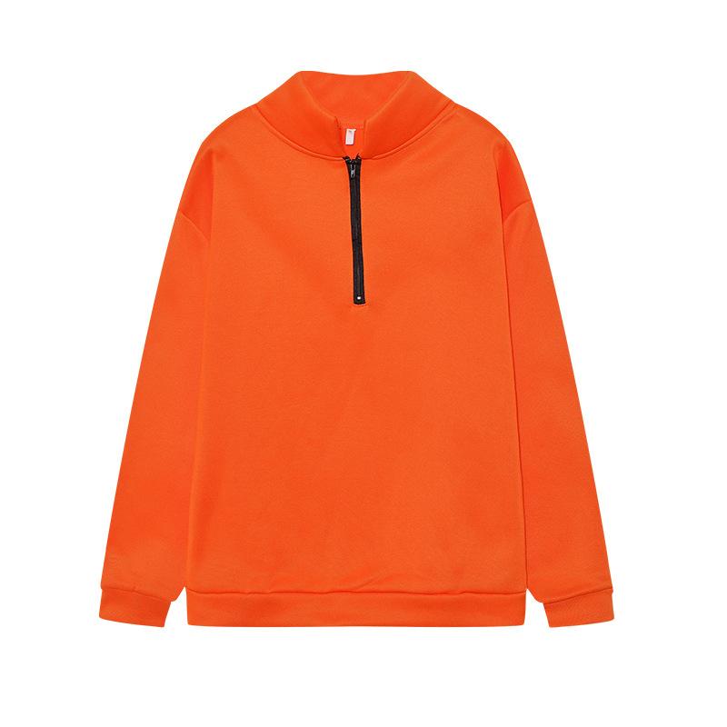 Women's Semi-Zip Loose Pullover Sweatshirt Casual Long Sleeve Hooded Top in Purple/Red/Black/White