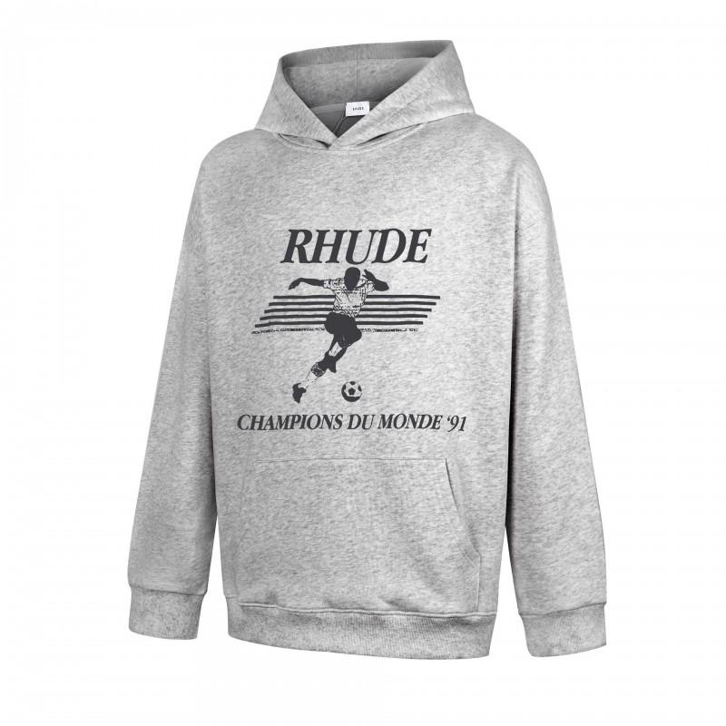 RHUDE Sweat à capuche en coton épais à imprimé graphique pour homme Décontracté Coupe ample Streetwear Jeune
