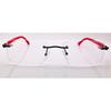 RSINC Rimless Metal & Rubber frame | eyeglass | Spectacle Black Red Cart Metal 664-1 54-17-140 C15 | A2 Cart Metal Black Red-664-1