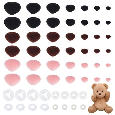 PH PandaHall Plüsch Nase Kaninchen Nase Puppe Nase Basteln Samt 96 Stück 3 Farben Spielzeug Schüchterne Nase Handgemachtes Basteln Basteln mit Unterlegscheibe Ca.. 7-21 mm