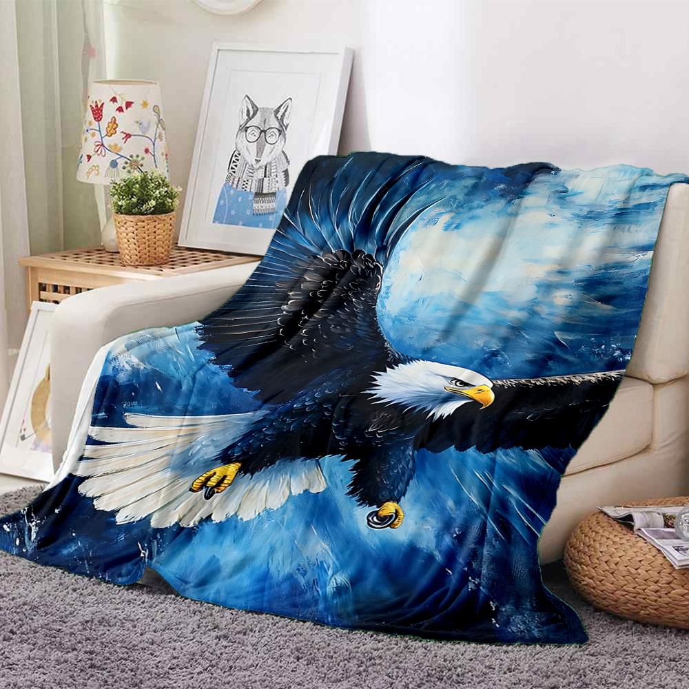 1pc Eagle Art Print Blanket, Lightweight Flannel Fleece with Digital Printing, Soft Warm for Sofa, Travel, Camping, Office, Couch, Chair, and Bed, All