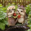Estaca de Jardim Morango Ouriço, Estaca de Arte para Quintal Ouriços 2D em Acrílico, Decoração Impermeável Animal Fofo para Exterior para Gramado Canteiro de Flores Vaso