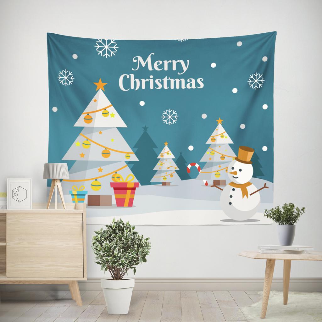 Amazon Source Printed Christmas Tapestry Christmas Tree Snowman Living Room Hanging Painting