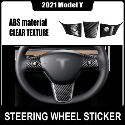 3Pcs ABS Plastic Steering Wheel Patch Decoration Sticker For Tesla Model 3 2017-2022 Or -2022 Model Y Interior Car Styling