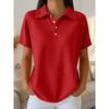 Spring Summer New Solid Color Waffle Loose Short Sleeve Fashion Polo Top Casual Tee for Women