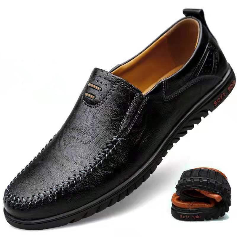 Genuine Leather Men Casual Shoes Luxury Brand 2025 Slip on Formal Loafers Men Moccasins Italian Black Male Driving Shoes JKPUDUN
