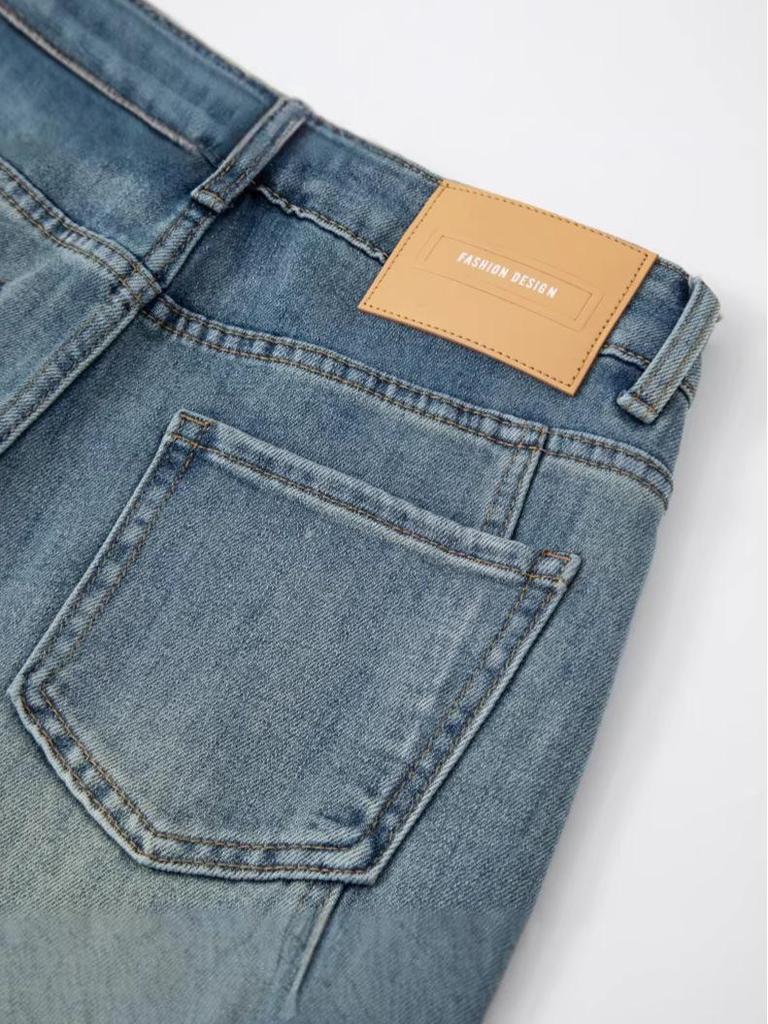 Retro Blue High-Waisted Cropped Harem Jeans for Women