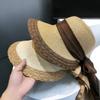 Hollow Out Big Brimmed Woven Cap Portable Bow Fisherman Cap Straw Weaving Beach Hat  Spring