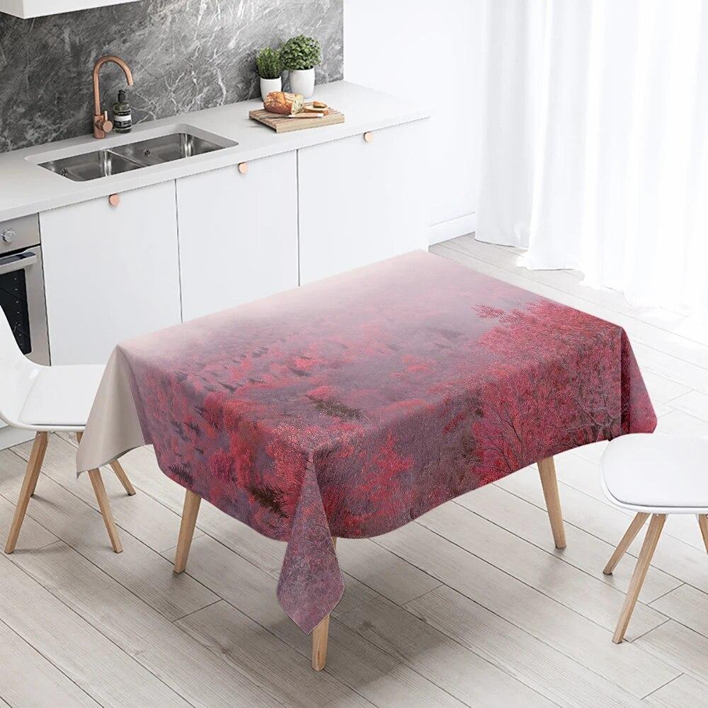 Beautiful Natural Scenery Printed Tablecloth Stain Resistant Waterproof Outdoor Camping  Kitchen Table Home Decor