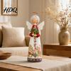 Fine Carving Ornament Vintage Floral Figurine Ornament Hand Carved Flower Angel Statue Decorative Figure with Wings Home Table Decoration for Living