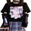 EMILYLE Women Girl Anime Casual Style Clothing Kwaii Cartoon T-Shirt Harajuku Style Streetwear