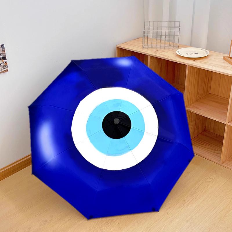1 PC Automatic Folding Umbrella - The Evil Eye Pattern, Portable & Foldable Design with 8 Ribs, Christmas Birthday Gifts