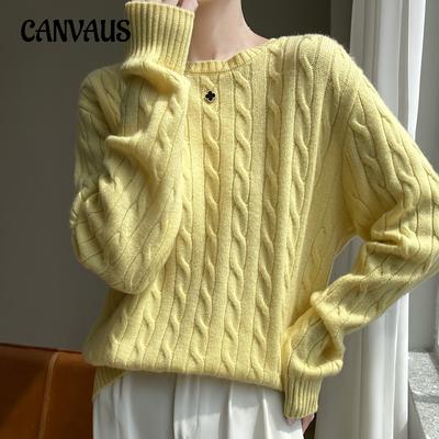 Retro Twist Long-sleeved Bottoming Knit Sweater Women's Soft Twisted Round Neck Jumper Autumn and Winter Thickening Warm Lazy Tops
