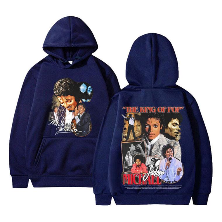 Classic Michajackson King Of Pop Double Sided Print Hoodie Men Vintage Gothic Rock Sweatshirt Man Casual Oversized Streetwear